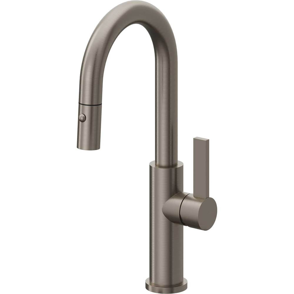 California Faucets - Pull-Down Prep/Bar Faucet with Button Sprayer - Graphite Pvd