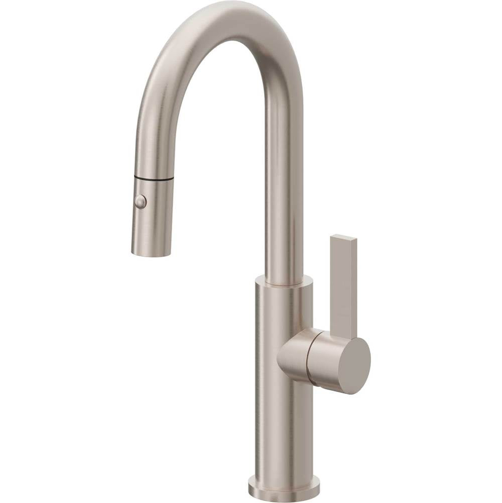 California Faucets - Pull-Down Prep/Bar Faucet with Button Sprayer - Gloss White