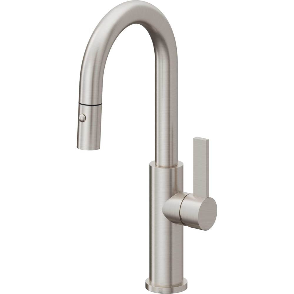 California Faucets - Pull-Down Prep/Bar Faucet with Button Sprayer - Ultra Stainless Steel Pvd