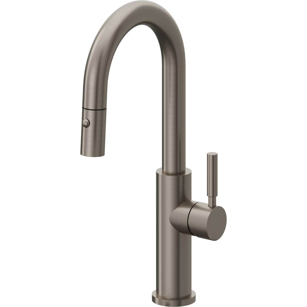 California Faucets - Pull-Down Prep/Bar Faucet with Button Sprayer - Graphite Pvd