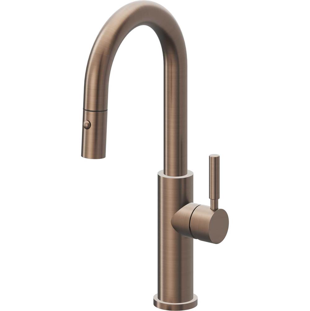 California Faucets - Pull-Down Prep/Bar Faucet with Button Sprayer - Satin Bronze Pvd