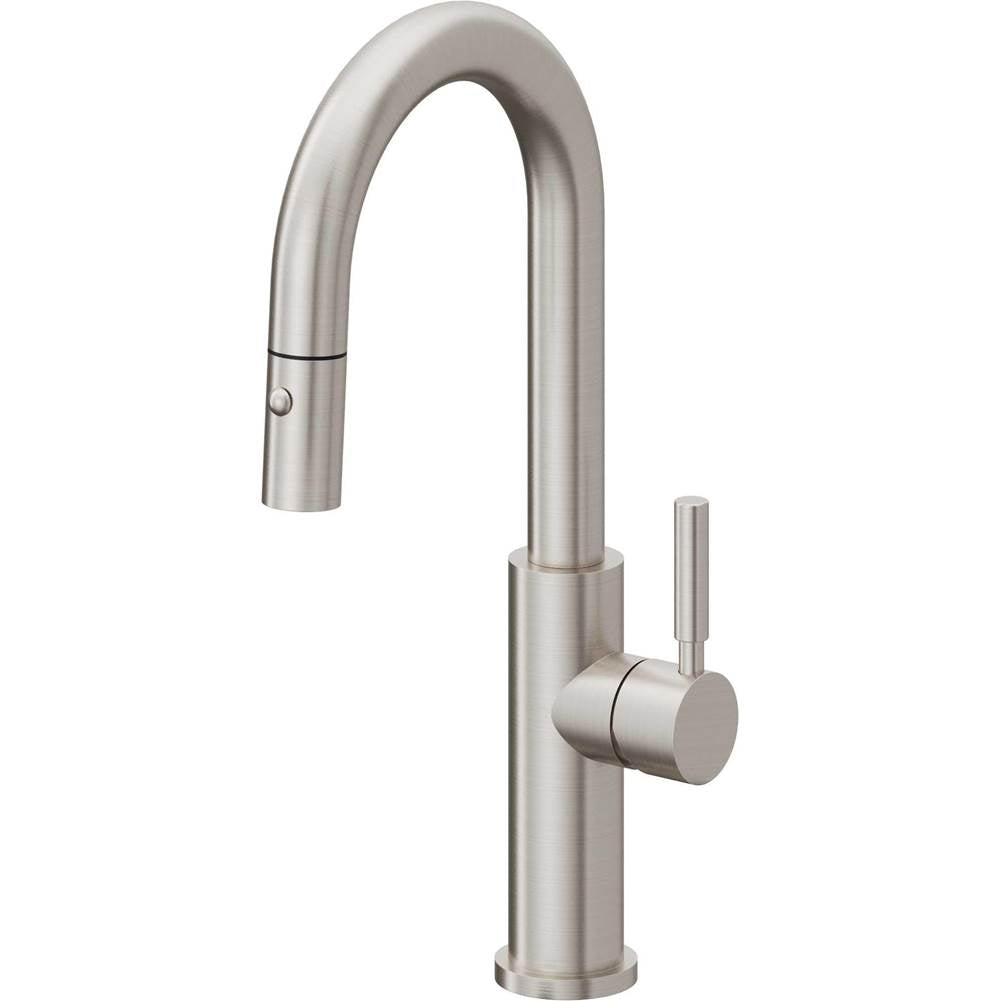 California Faucets - Pull-Down Prep/Bar Faucet with Button Sprayer - Ultra Stainless Steel Pvd