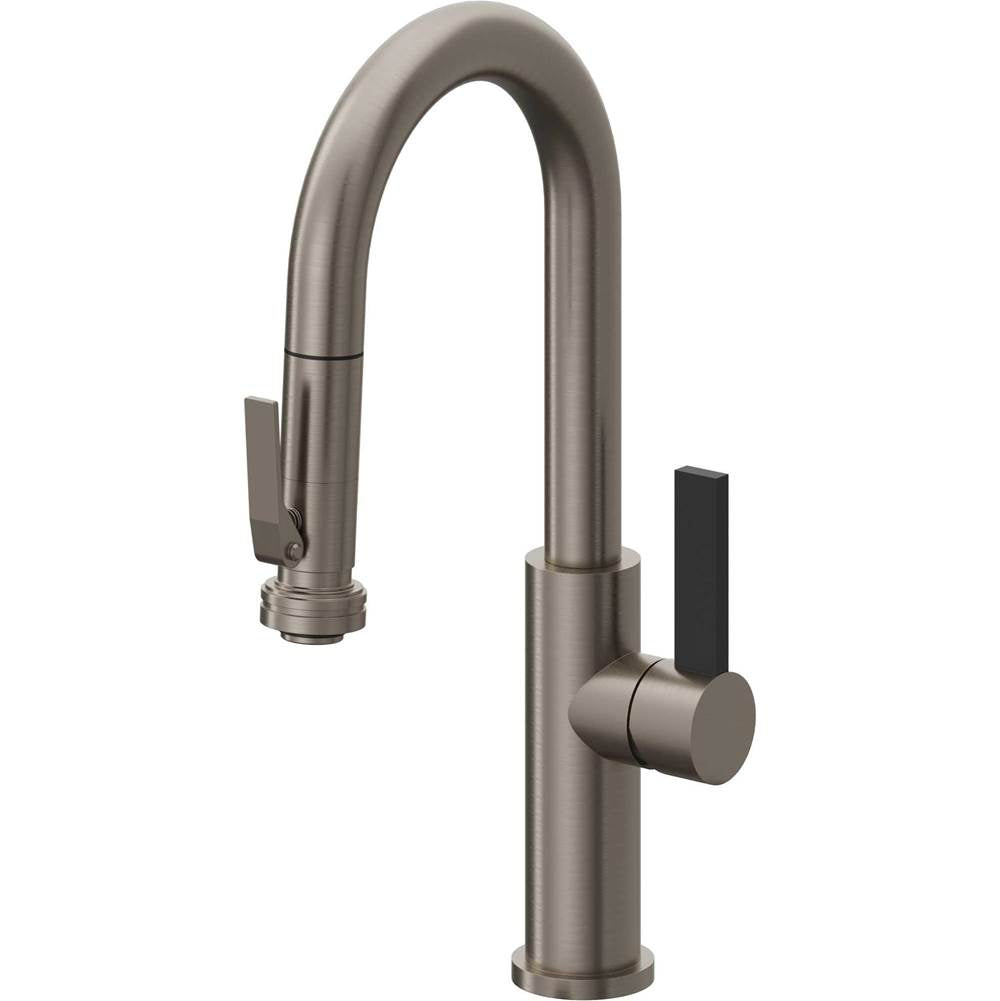 California Faucets - Pull-Down Prep/Bar Faucet with Squeeze Sprayer - Graphite Pvd
