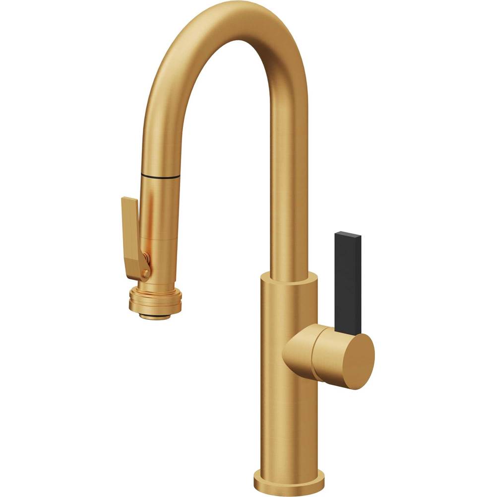 California Faucets - Pull-Down Prep/Bar Faucet with Squeeze Sprayer - Lifetime Satin Gold Pvd
