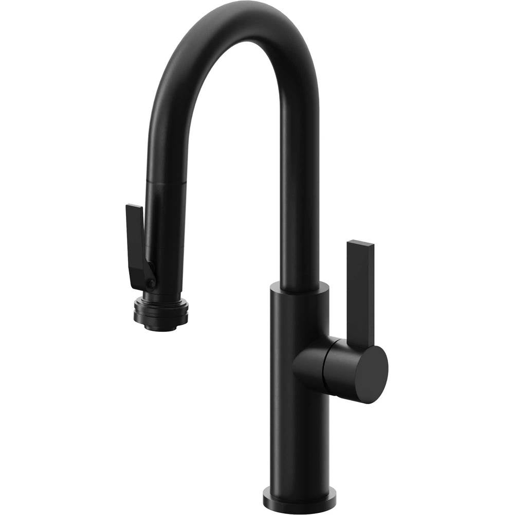 California Faucets - Pull-Down Prep/Bar Faucet with Squeeze Sprayer - Matte Black