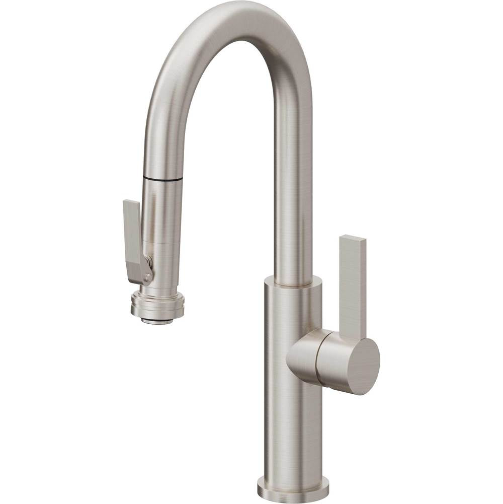 California Faucets - Pull-Down Prep/Bar Faucet with Squeeze Sprayer - Ultra Stainless Steel Pvd