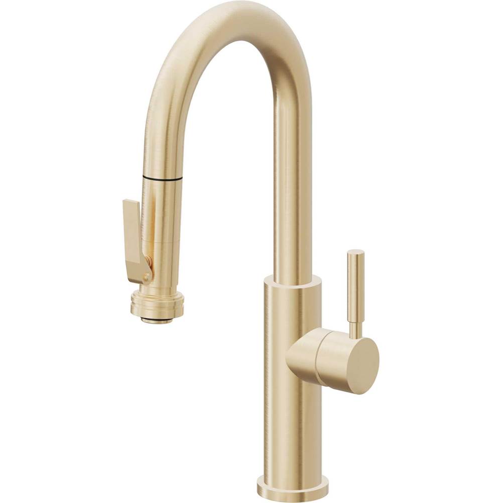 California Faucets - Pull-Down Prep/Bar Faucet with Squeeze Sprayer - Satin Brass Pvd