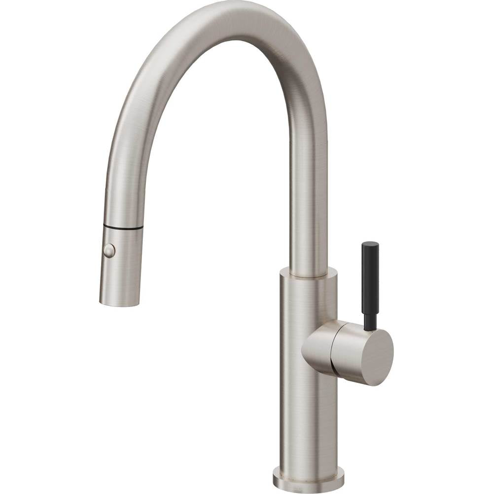 California Faucets - Pull-Down Kitchen Faucet with Button Sprayer - Low Arc Spout - Ultra Stainless Steel Pvd