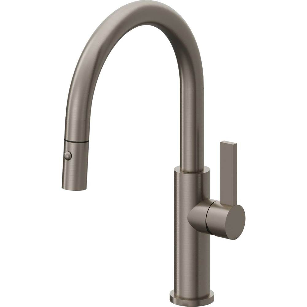 California Faucets - Pull-Down Kitchen Faucet with Button Sprayer - Low Arc Spout - Graphite Pvd