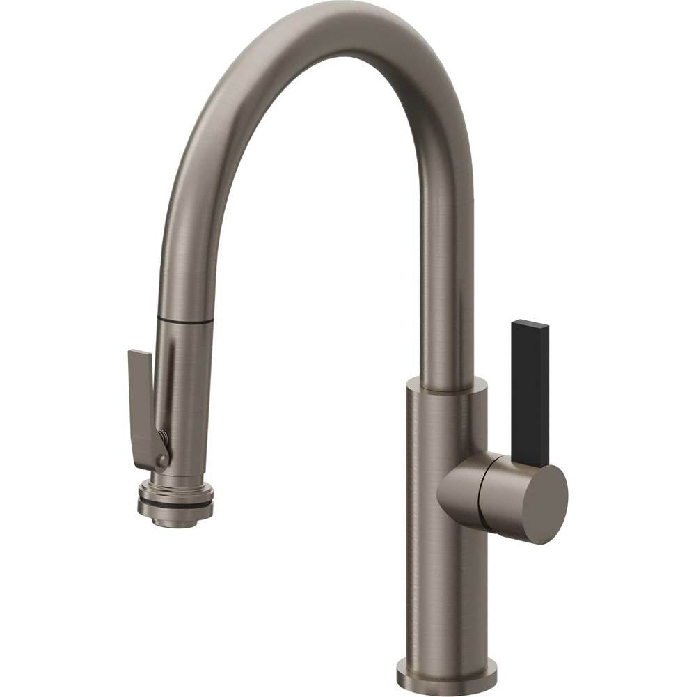 California Faucets - Pull-Down Kitchen Faucet with Squeeze Sprayer - Low Arc Spout - Graphite Pvd