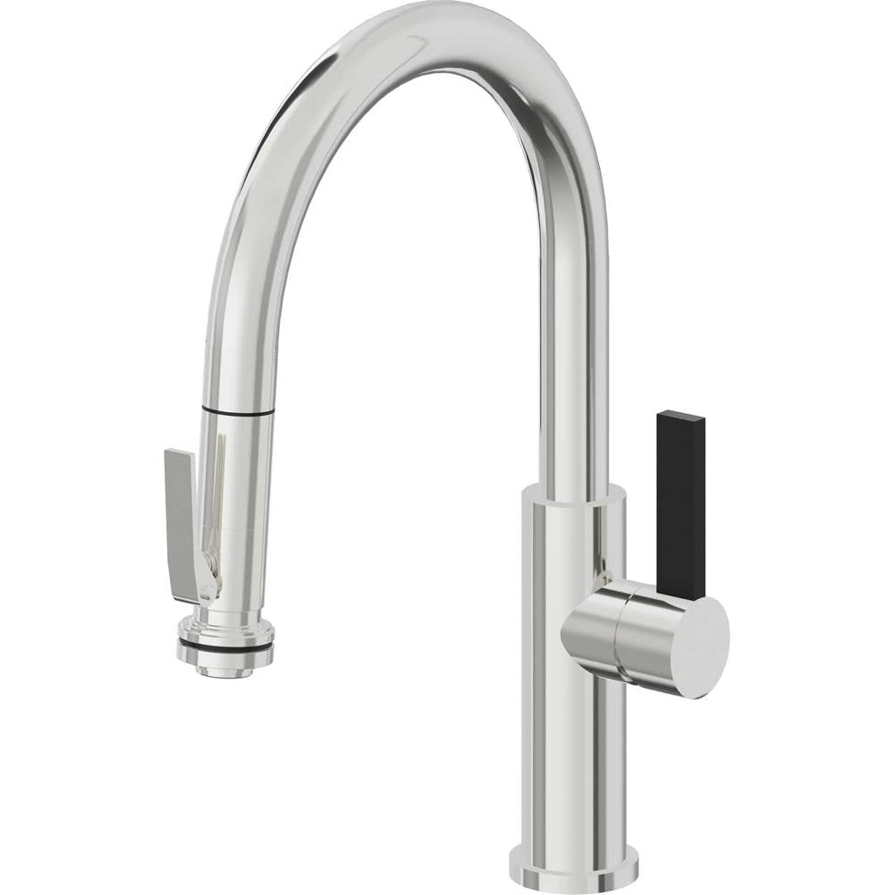 California Faucets - Pull-Down Kitchen Faucet with Squeeze Sprayer - Low Arc Spout - Polished Chrome
