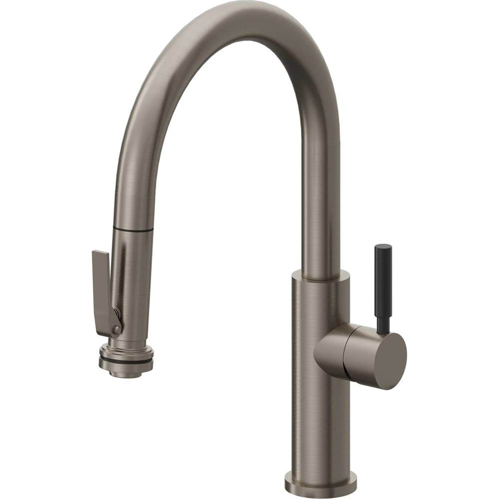 California Faucets - Pull-Down Kitchen Faucet with Squeeze Sprayer - Low Arc Spout - Graphite Pvd