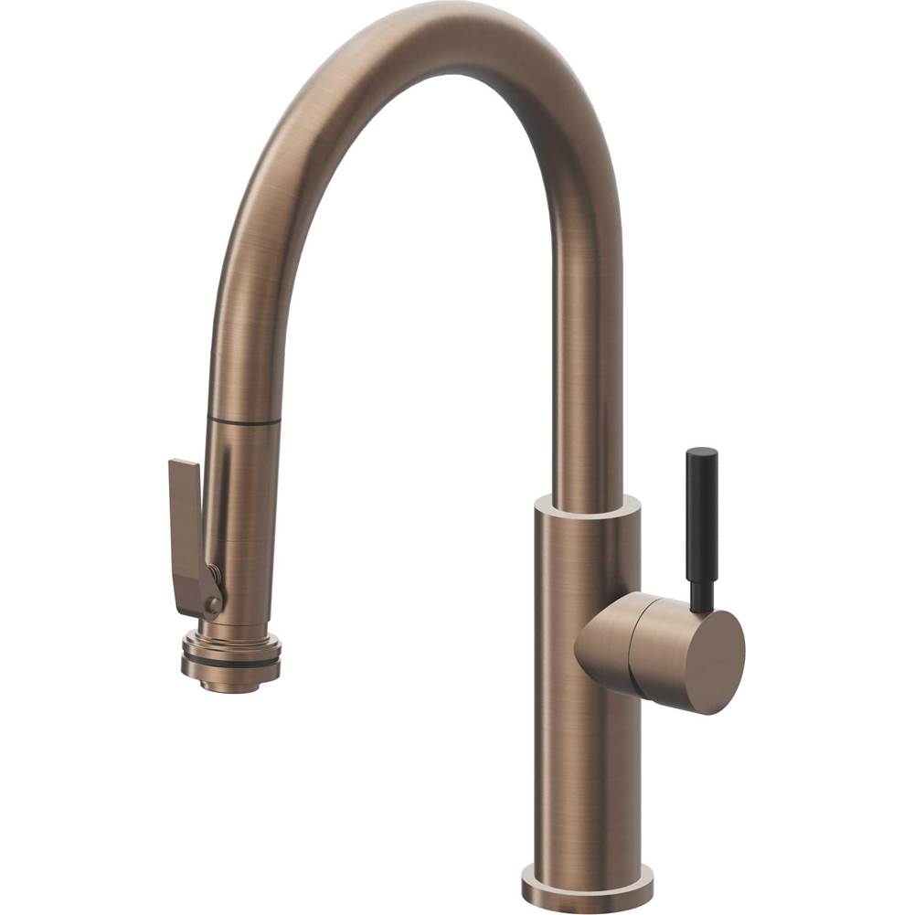 California Faucets - Pull-Down Kitchen Faucet with Squeeze Sprayer - Low Arc Spout - Satin Bronze Pvd