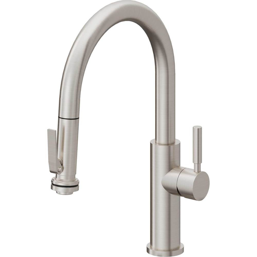 California Faucets - Pull-Down Kitchen Faucet with Squeeze Sprayer - Low Arc Spout - Ultra Stainless Steel Pvd