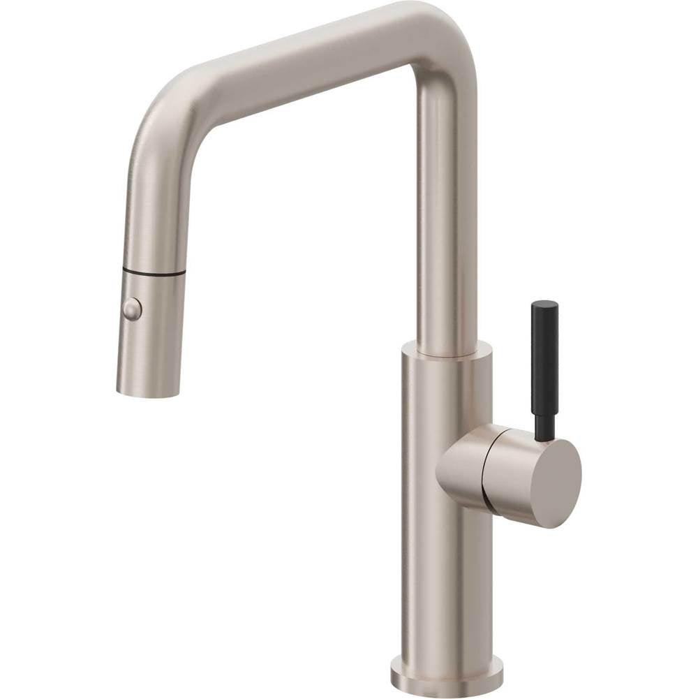 California Faucets - Pull-Down Kitchen Faucet with Button Sprayer - Quad Spout - Gloss White