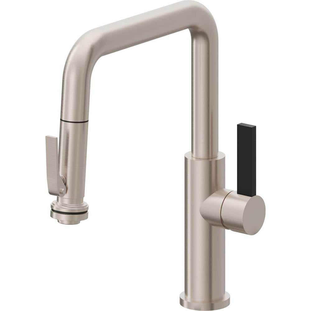 California Faucets - Pull-Down Kitchen Faucet with Squeeze Sprayer - Quad Spout - Gloss White
