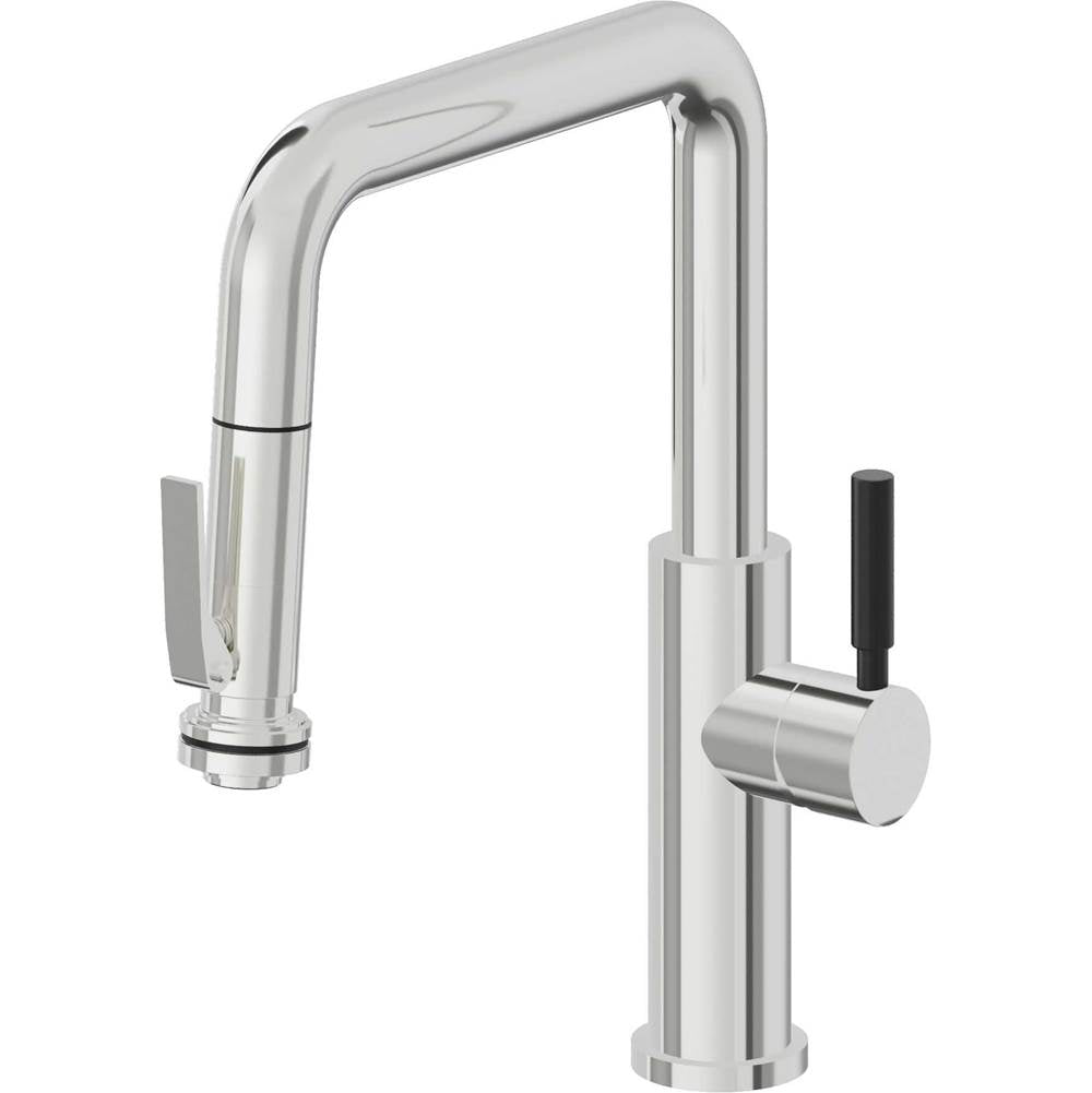 California Faucets - Pull-Down Kitchen Faucet with Squeeze Sprayer - Quad Spout - Polished Chrome