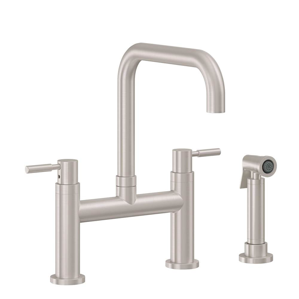California Faucets - Bridge Kitchen Faucet with Sidespray - Quad Spout - Gloss White