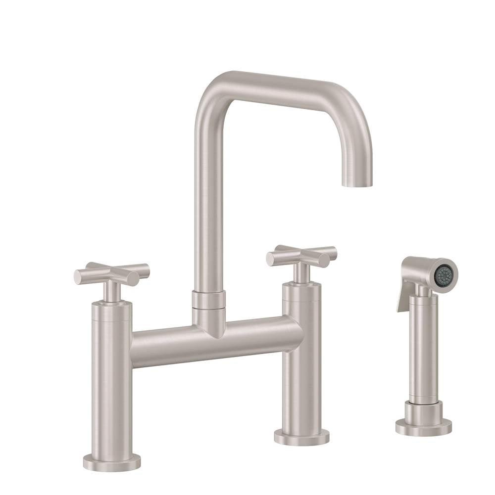 California Faucets - Bridge Kitchen Faucet with Sidespray - Quad Spout - Gloss White