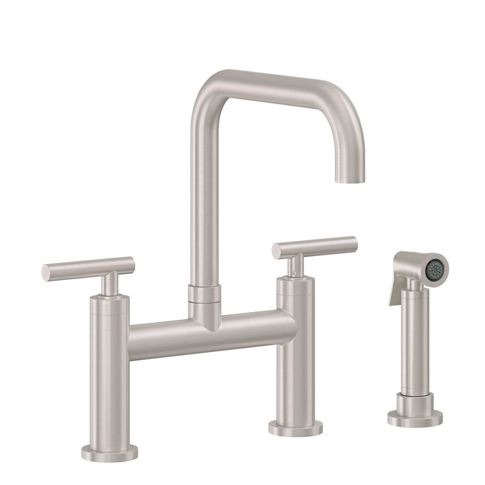California Faucets - Bridge Kitchen Faucet with Sidespray - Quad Spout - Gloss White
