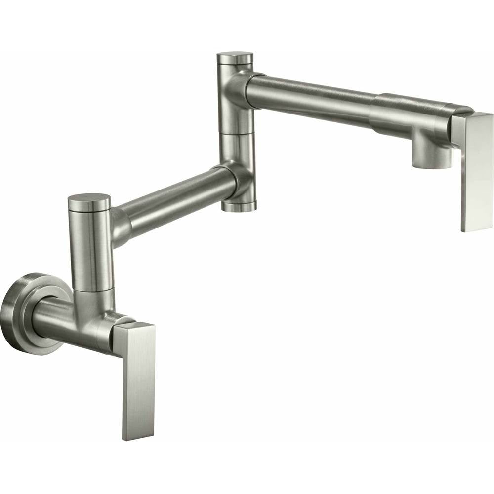 California Faucets - Pot Filler - Dual Handle Wall Mount - Contemporary - Gloss White