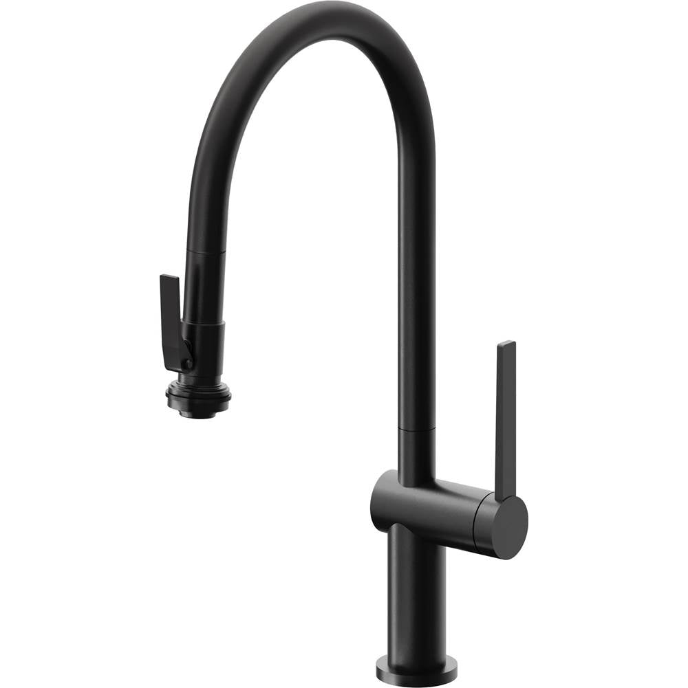 California Faucets - Pull-Down Kitchen Faucet with Squeeze Sprayer - High Arc Spout - Matte Black