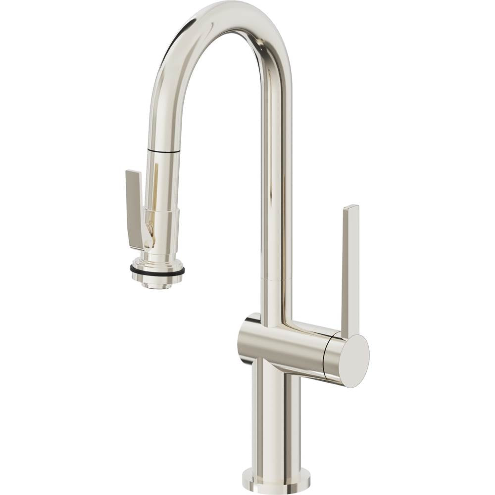 California Faucets - Pull-Down Prep/Bar Faucet with Squeeze Sprayer - Polished Nickel Pvd