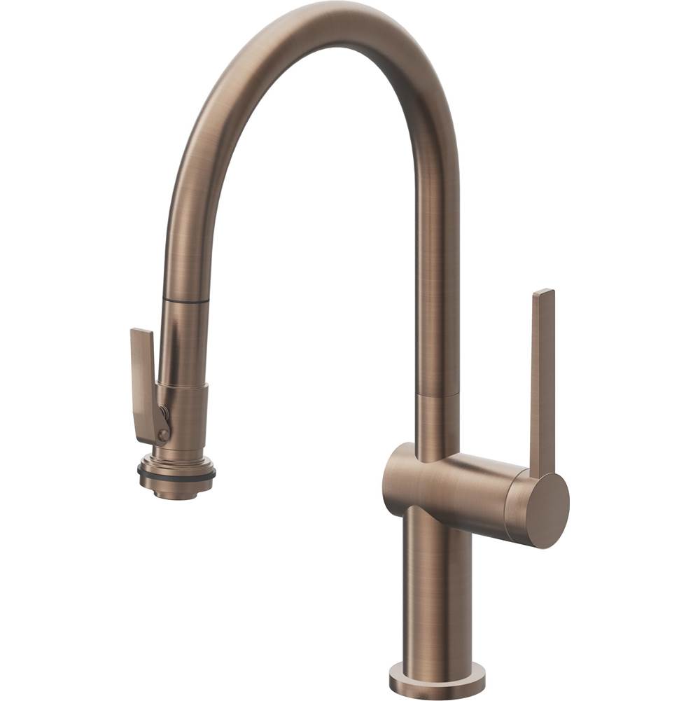 California Faucets - Pull-Down Kitchen Faucet with Squeeze Sprayer - Low Arc Spout - Satin Bronze Pvd