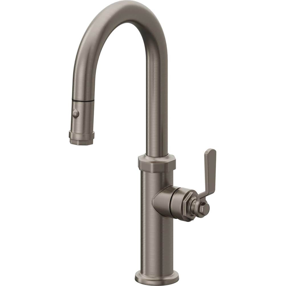 California Faucets - Pull-Down Prep/Bar Faucet with Button Sprayer - Graphite Pvd