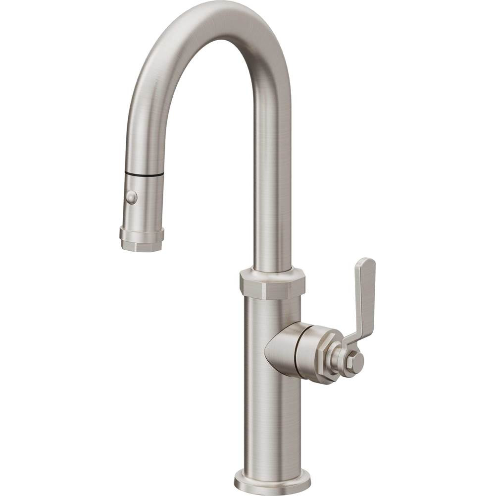 California Faucets - Pull-Down Prep/Bar Faucet with Button Sprayer - Ultra Stainless Steel Pvd