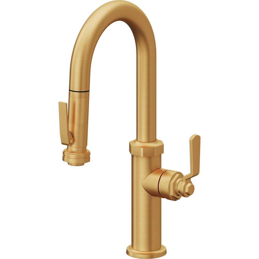 California Faucets - Pull-Down Prep/Bar Faucet with Squeeze Sprayer - Lifetime Satin Gold Pvd
