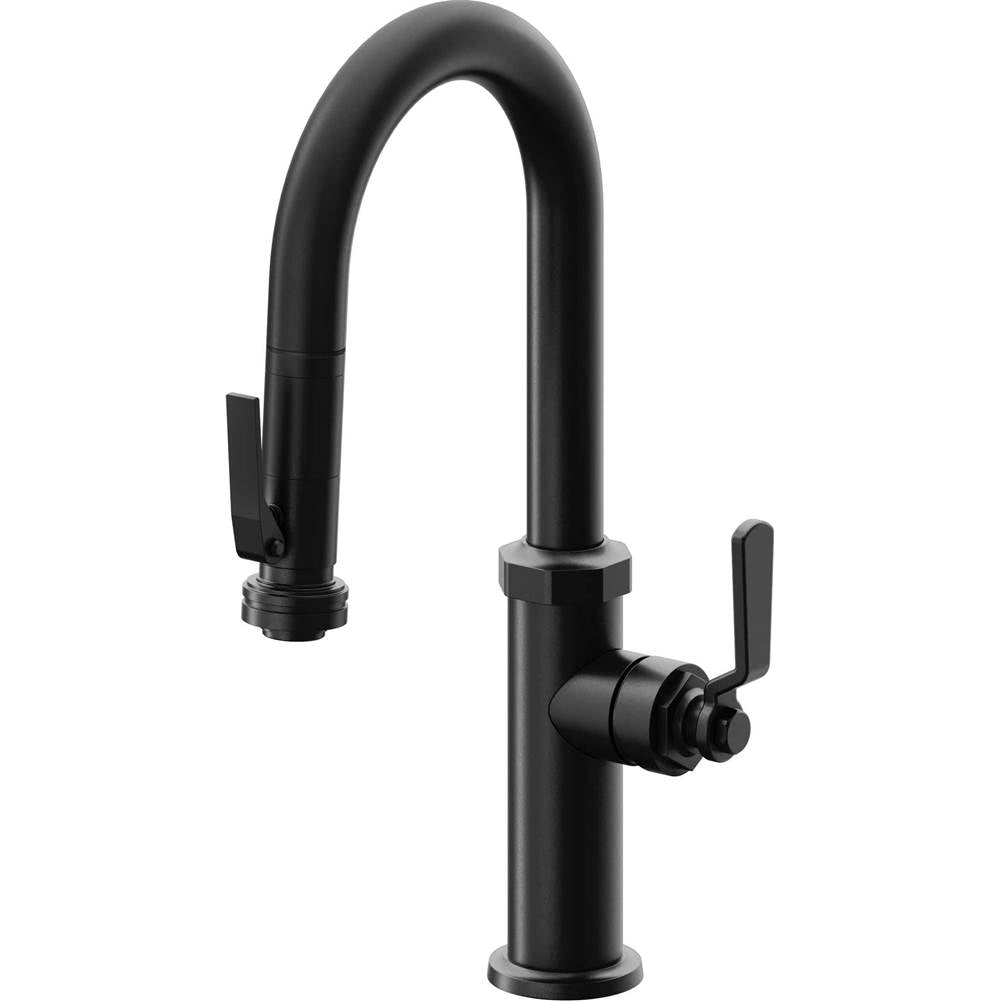 California Faucets - Pull-Down Prep/Bar Faucet with Squeeze Sprayer - Matte Black