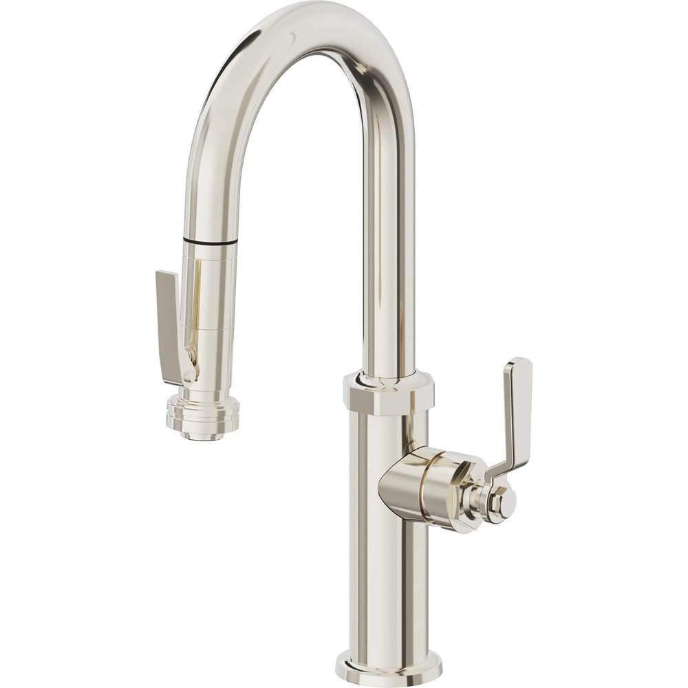 California Faucets - Pull-Down Prep/Bar Faucet with Squeeze Sprayer - Polished Nickel Pvd