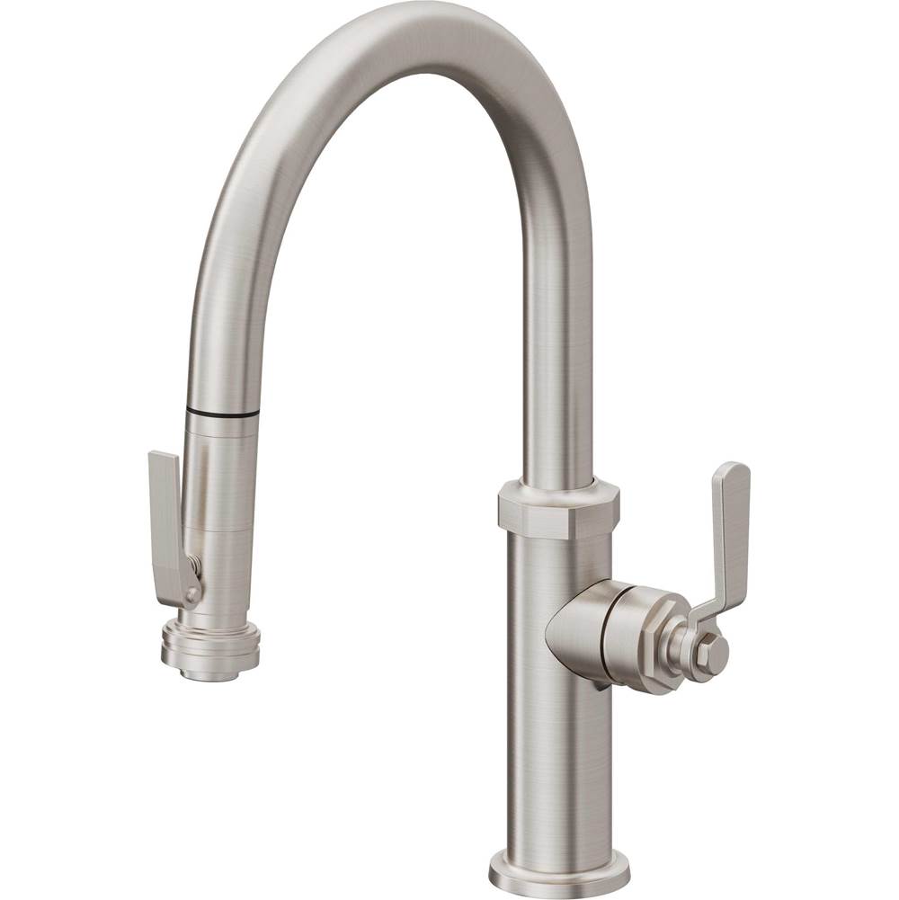 California Faucets - Pull-Down Kitchen Faucet with Squeeze Sprayer - Low Arc Spout - Ultra Stainless Steel Pvd