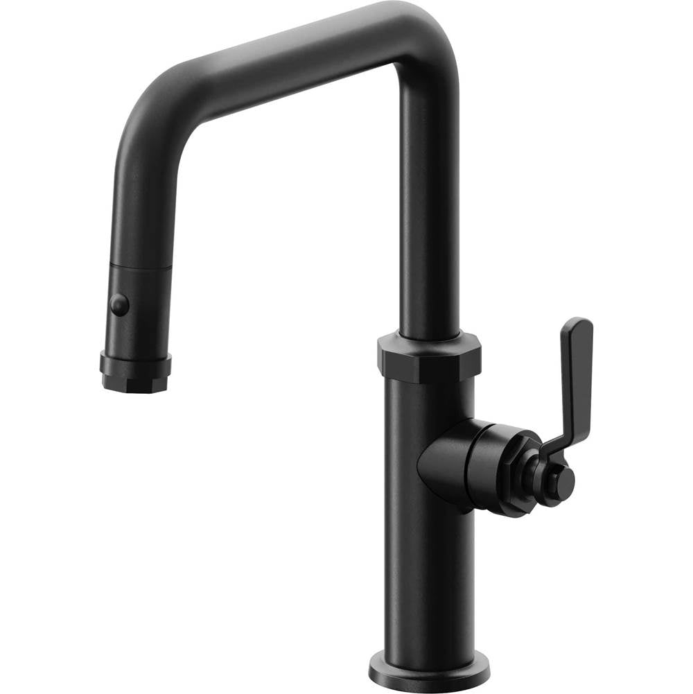 California Faucets - Pull-Down Kitchen Faucet with Button Sprayer - Quad Spout - Matte Black