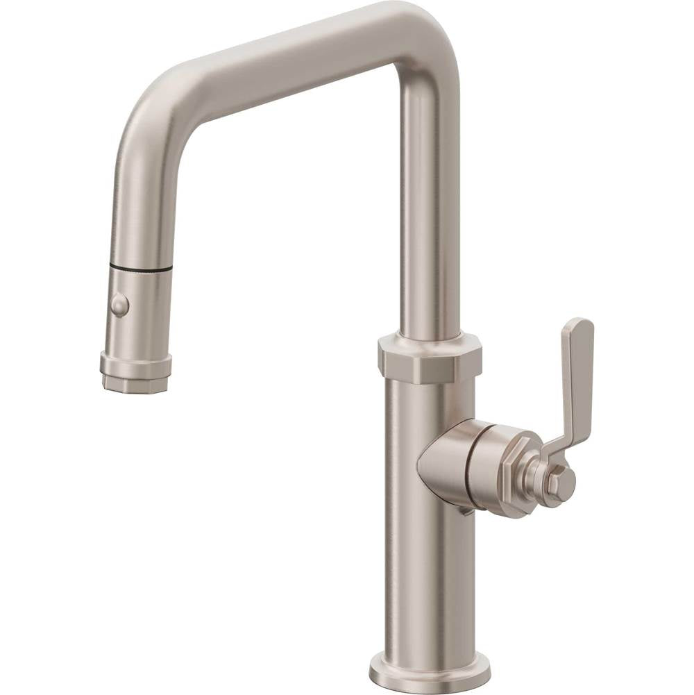 California Faucets - Pull-Down Kitchen Faucet with Button Sprayer - Quad Spout - Gloss White