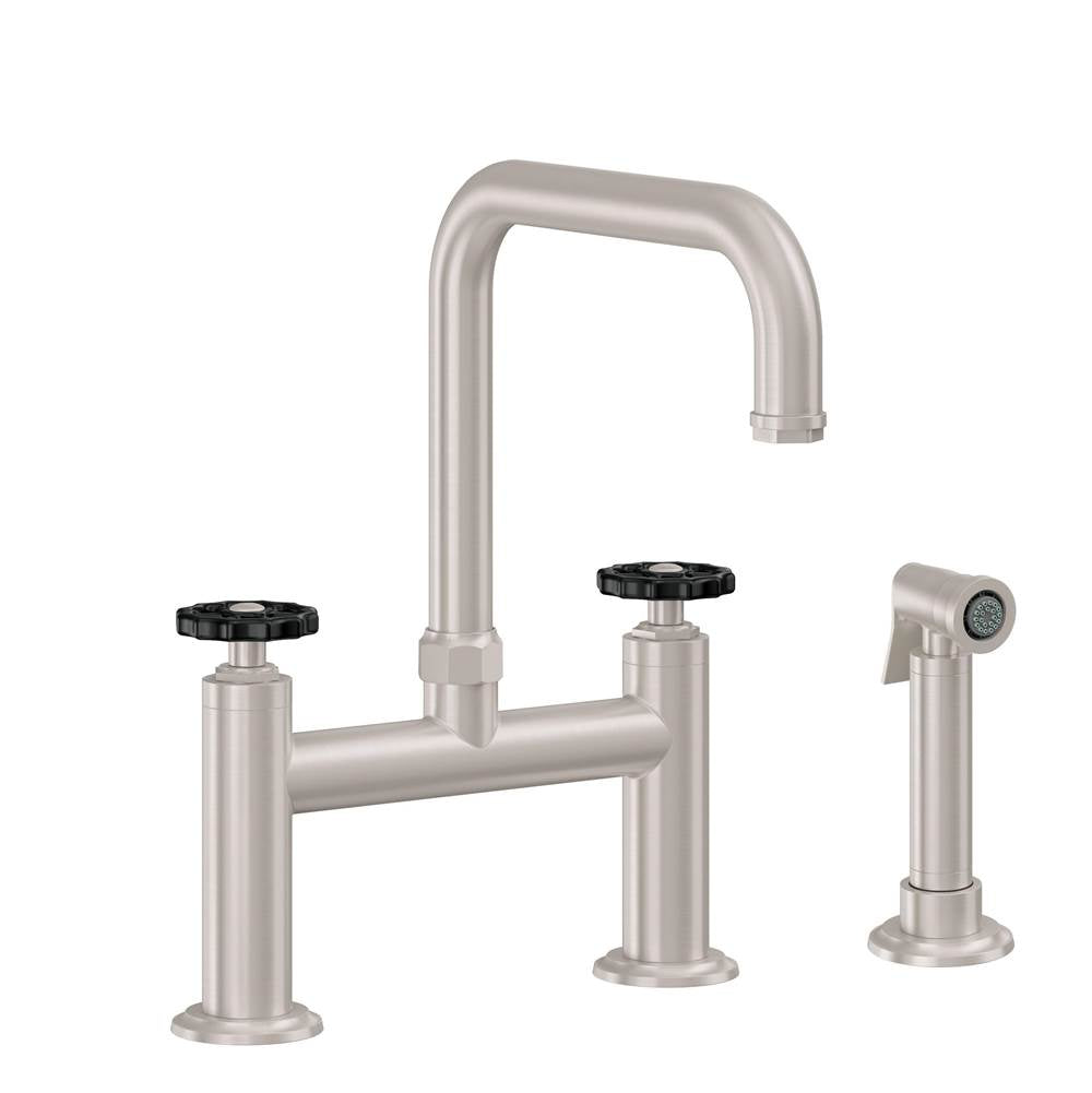 California Faucets - Bridge Kitchen Faucet with Sidespray - Quad Spout - Gloss White