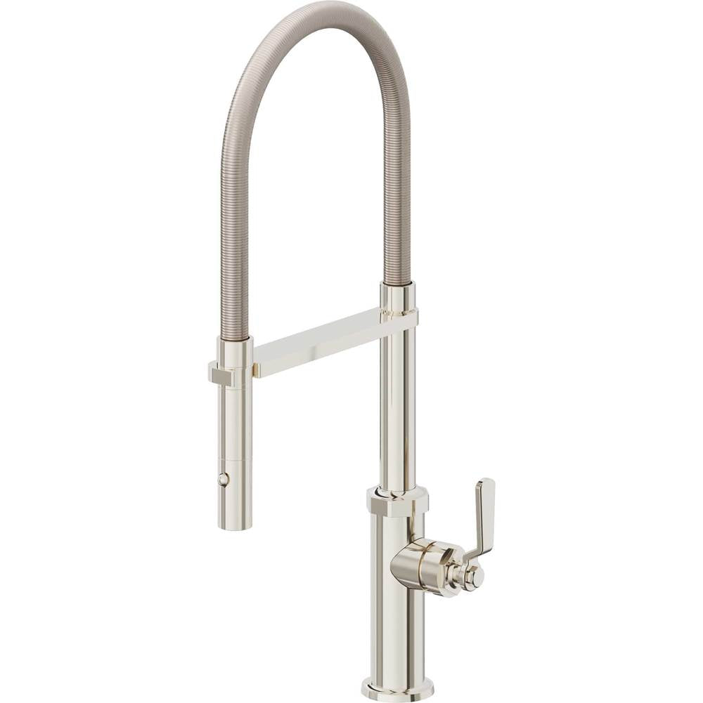 California Faucets - Culinary Pull-Out Kitchen Faucet with Button Sprayer - Polished Nickel Pvd