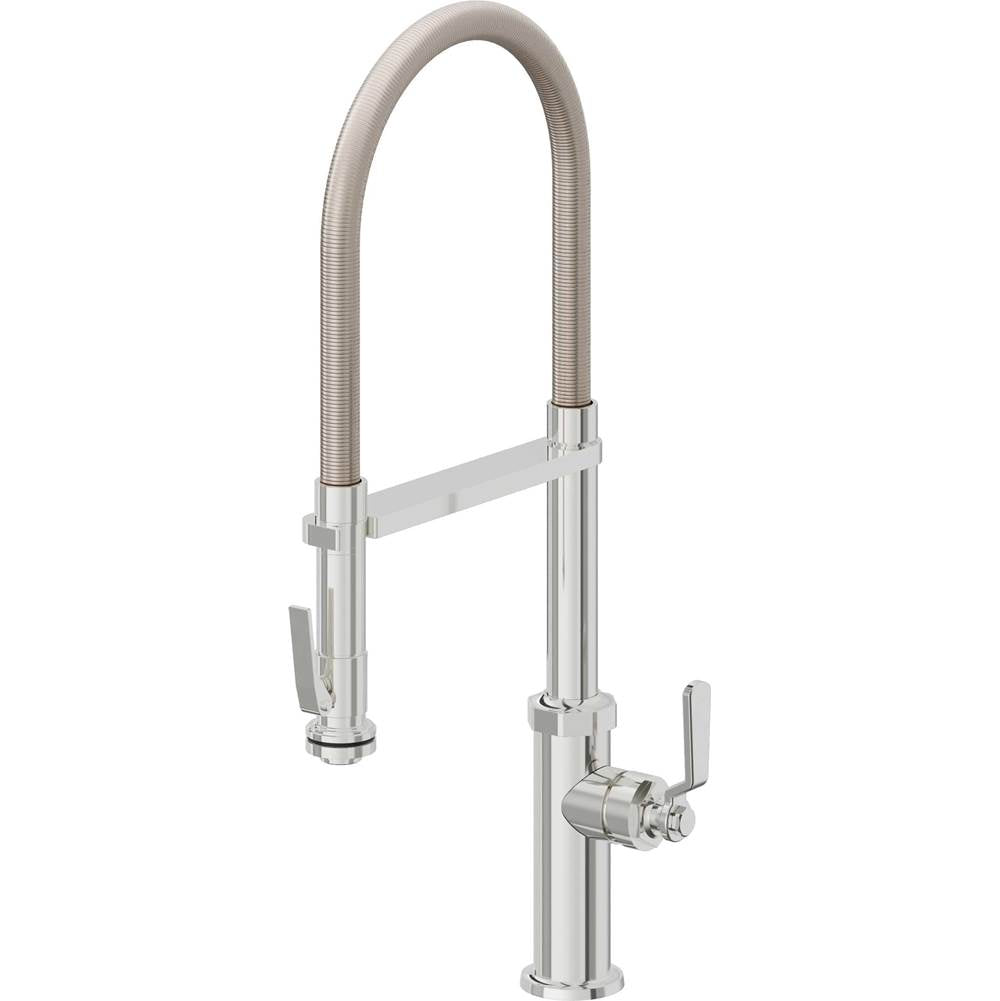 California Faucets - Culinary Pull-Out Kitchen Faucet with Squeeze Sprayer - Polished Chrome