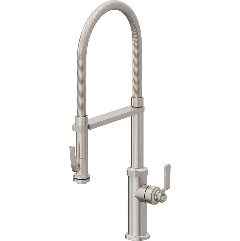 California Faucets - Culinary Pull-Out Kitchen Faucet with Squeeze Sprayer - Ultra Stainless Steel Pvd