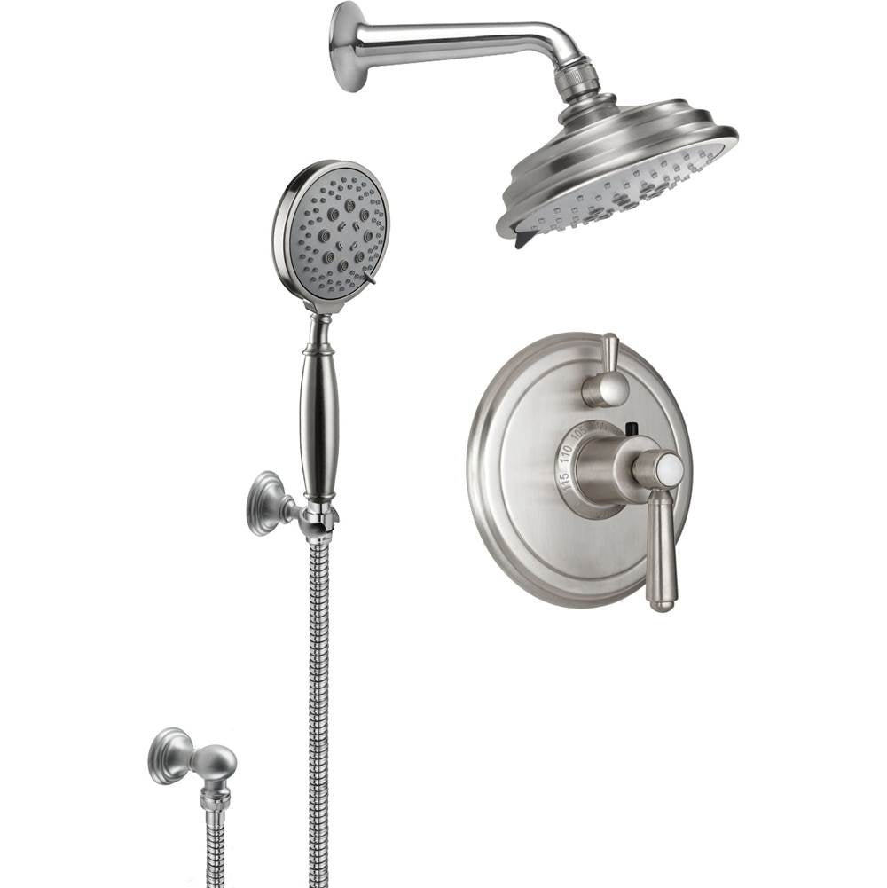 California Faucets - Montecito StyleTherm 1/2'' Thermostatic Shower System with Showerhead and Handshower on Hook - Gloss White