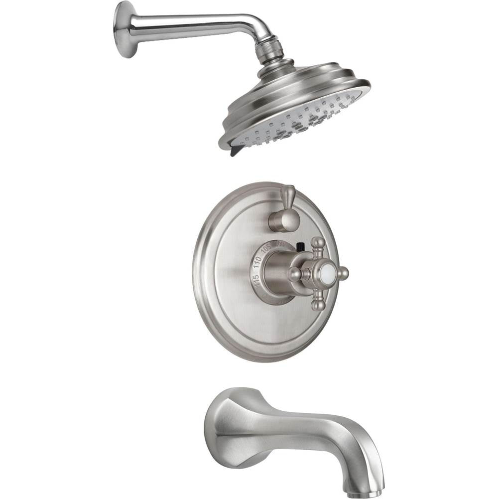 California Faucets - Monterey StyleTherm 1/2'' Thermostatic Shower System with Showerhead and Tub Spout - Gloss White