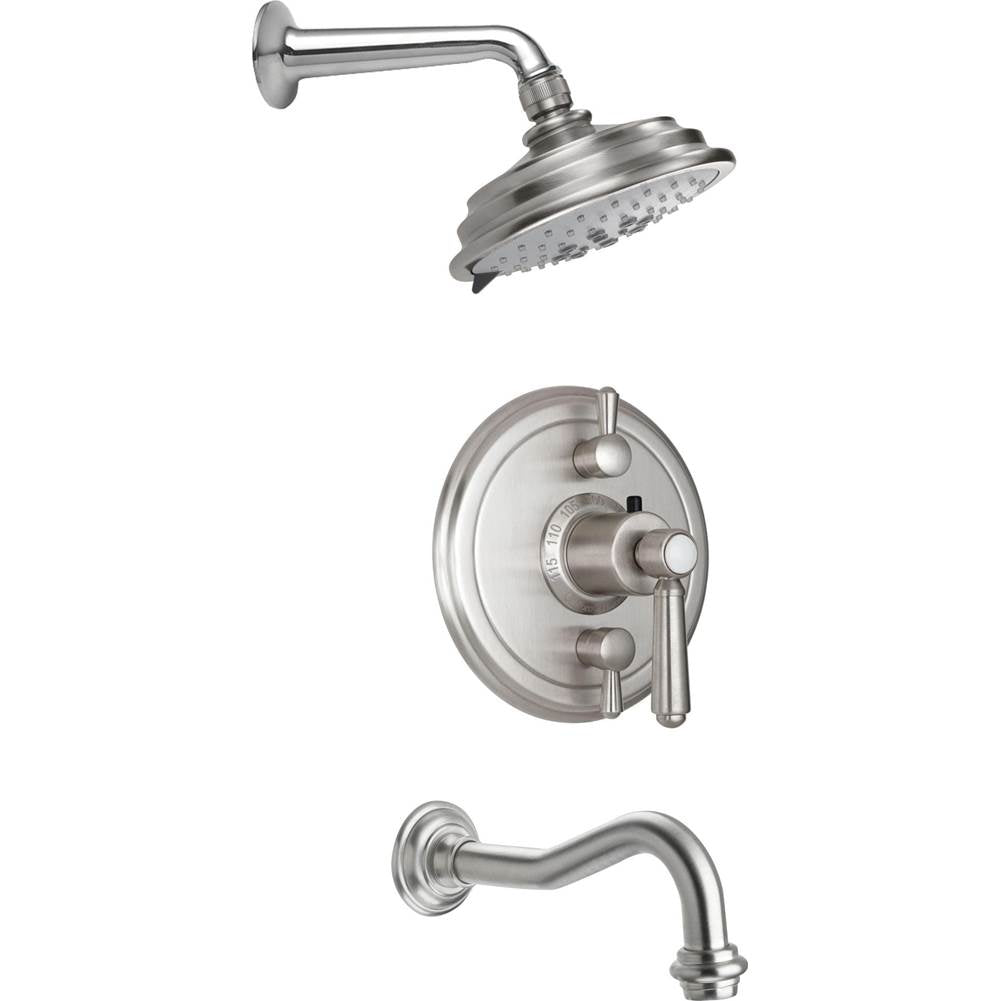 California Faucets - Montecito StyleTherm 1/2'' Thermostatic Shower System with Showerhead and Tub Spout - Gloss White