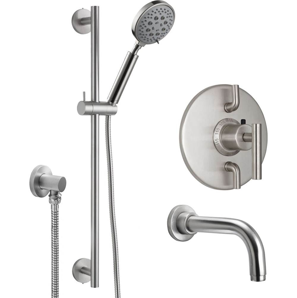 California Faucets - Tiburon StyleTherm 1/2'' Thermostatic Shower System with Handshower Slide Bar and Tub Spout - Gloss White