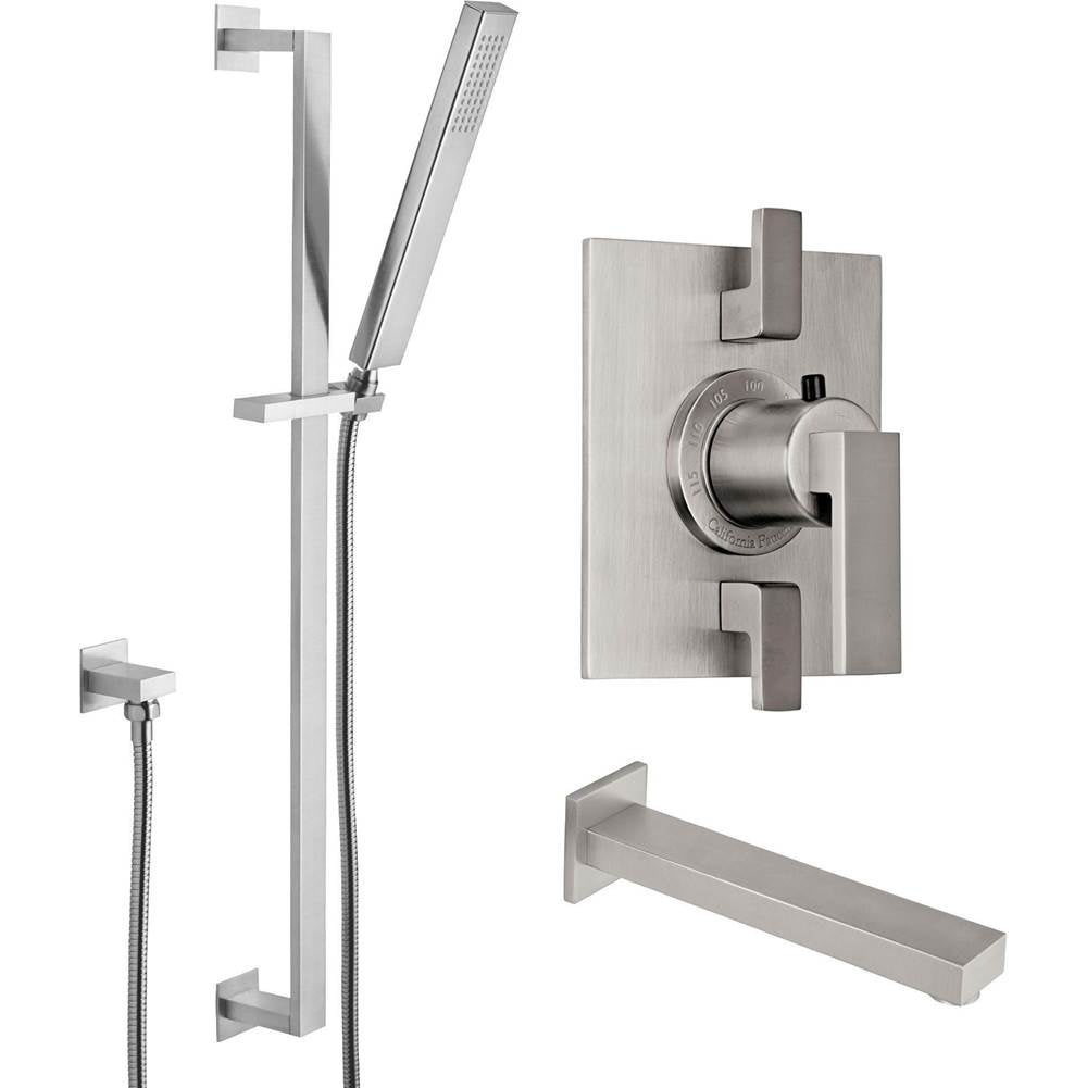 California Faucets - Morro Bay StyleTherm 1/2'' Thermostatic Shower System with Handshower Slide Bar and Tub Spout - Gloss White
