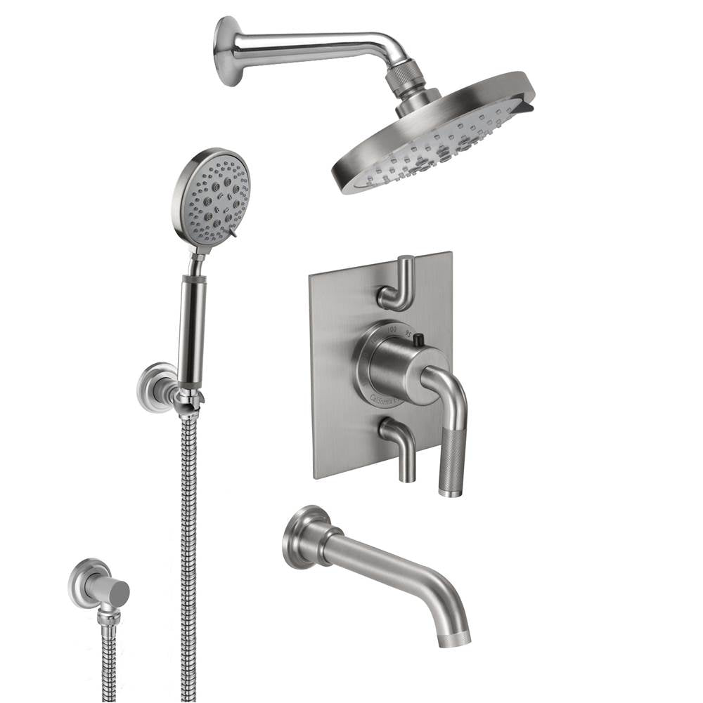 California Faucets - Descanso StyleTherm 1/2'' Thermostatic Shower System with Handshower Hook and Tub Spout - Gloss White