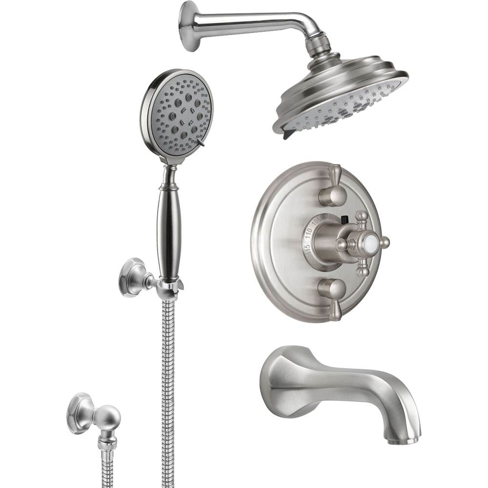 California Faucets - Monterey StyleTherm 1/2'' Thermostatic Shower System with Handshower Hook and Tub Spout - Gloss White
