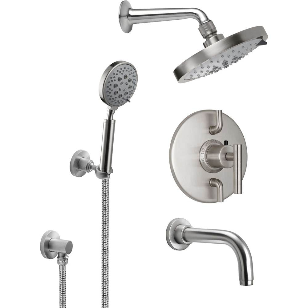 California Faucets - Tiburon StyleTherm 1/2'' Thermostatic Shower System with Handshower Hook and Tub Spout - Gloss White