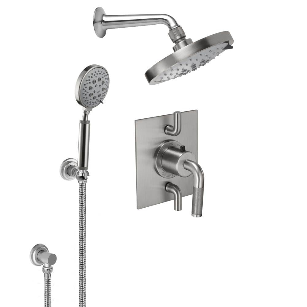 California Faucets - Descanso StyleTherm 1/2'' Thermostatic Shower System with Showerhead and Handshower on Hook - Gloss White