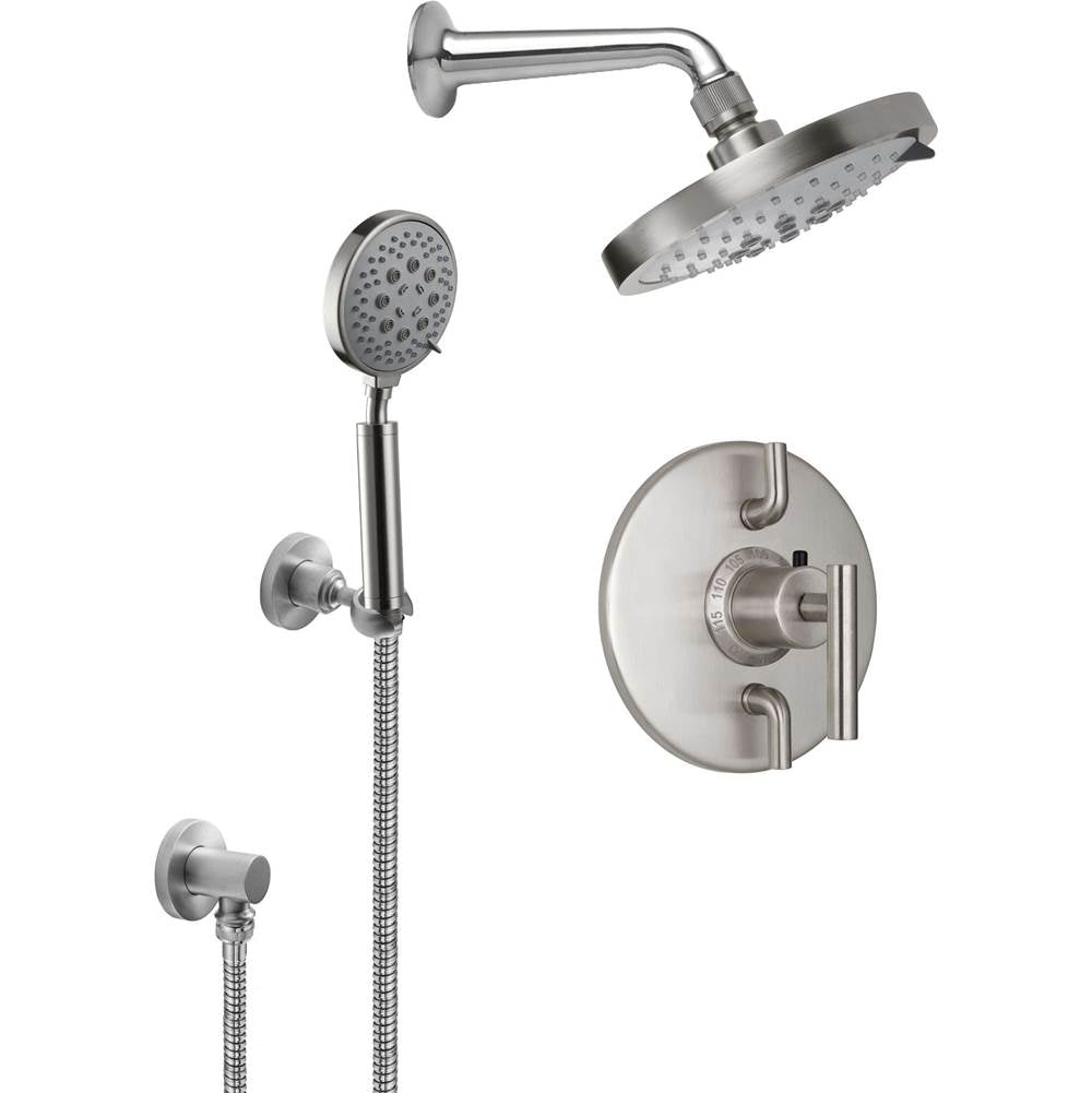 California Faucets - Tiburon StyleTherm 1/2'' Thermostatic Shower System with Showerhead and Handshower on Hook - Gloss White